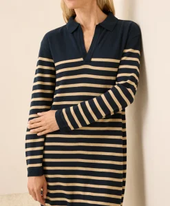 Organic Classic Fine Knit Collared Sweater Dress