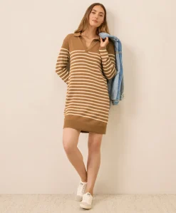 Organic Classic Fine Knit Collared Sweater Dress