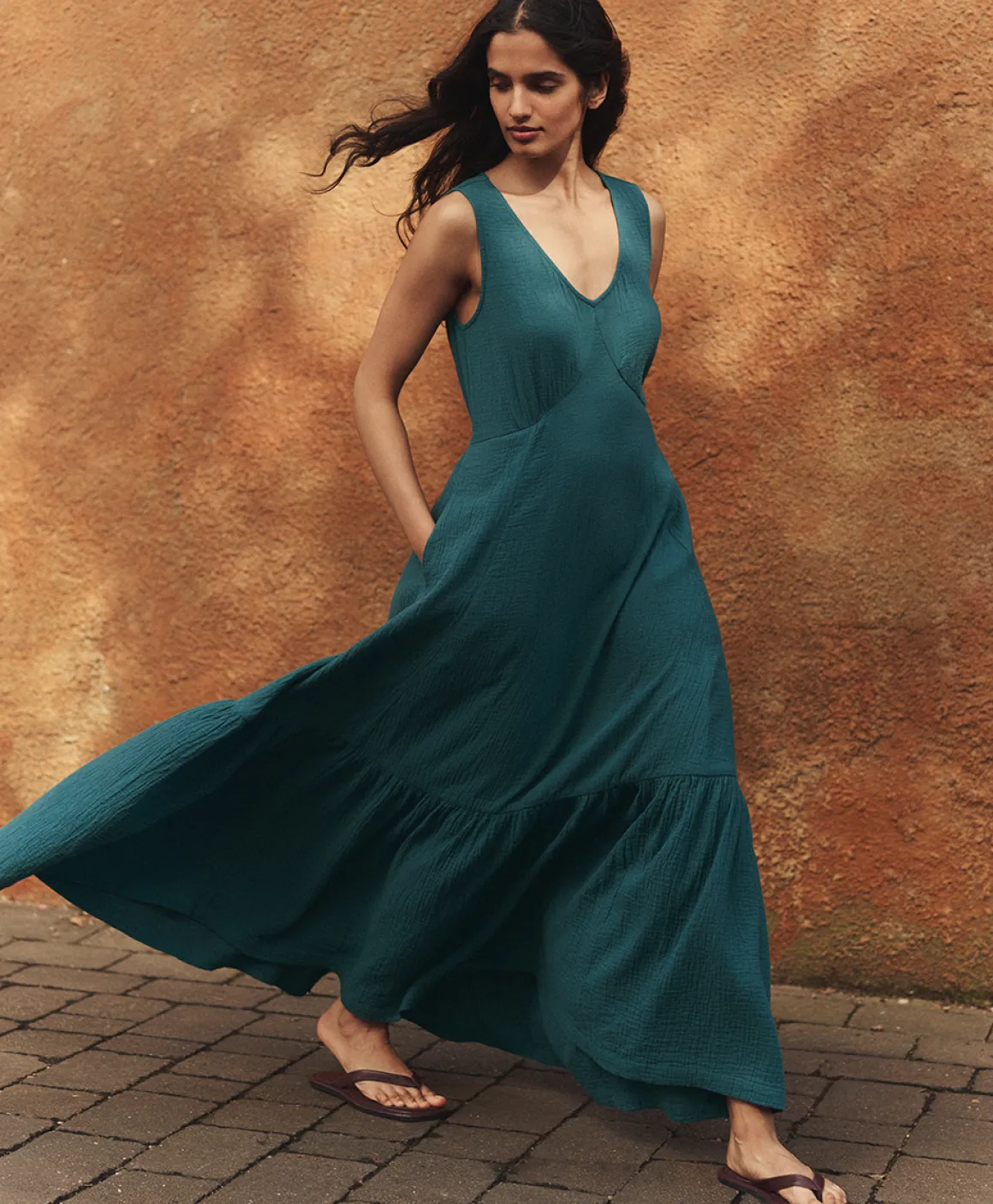 Organic Coastal Double Gauze Beach To Brunch Maxi Dress