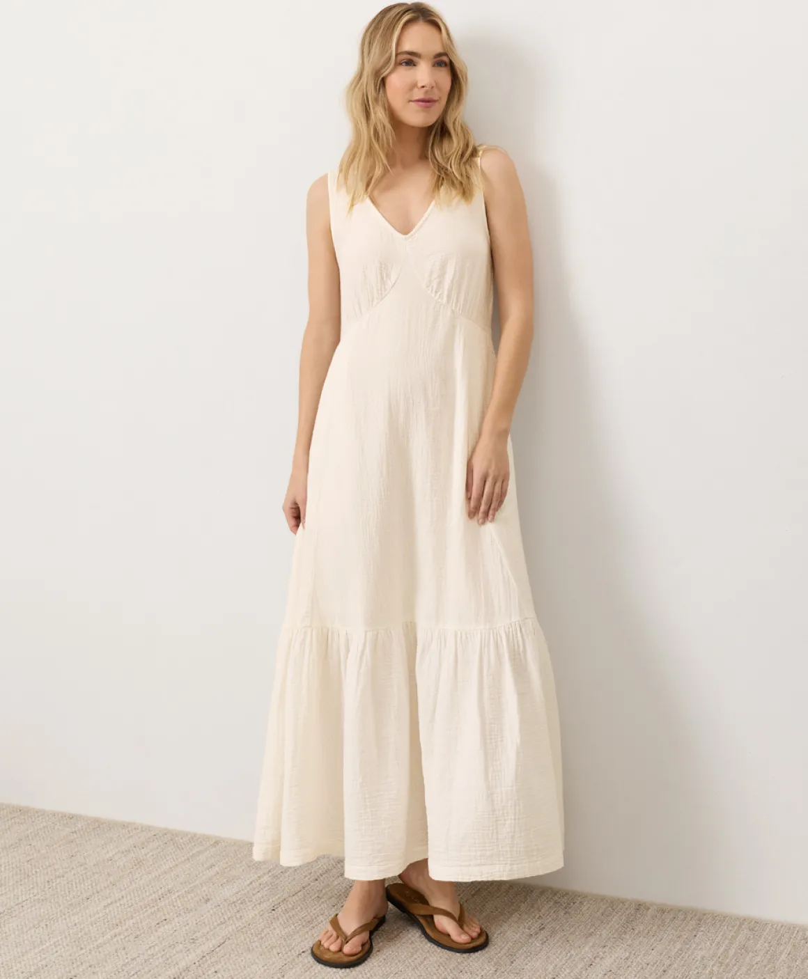 Organic Coastal Double Gauze Beach To Brunch Maxi Dress