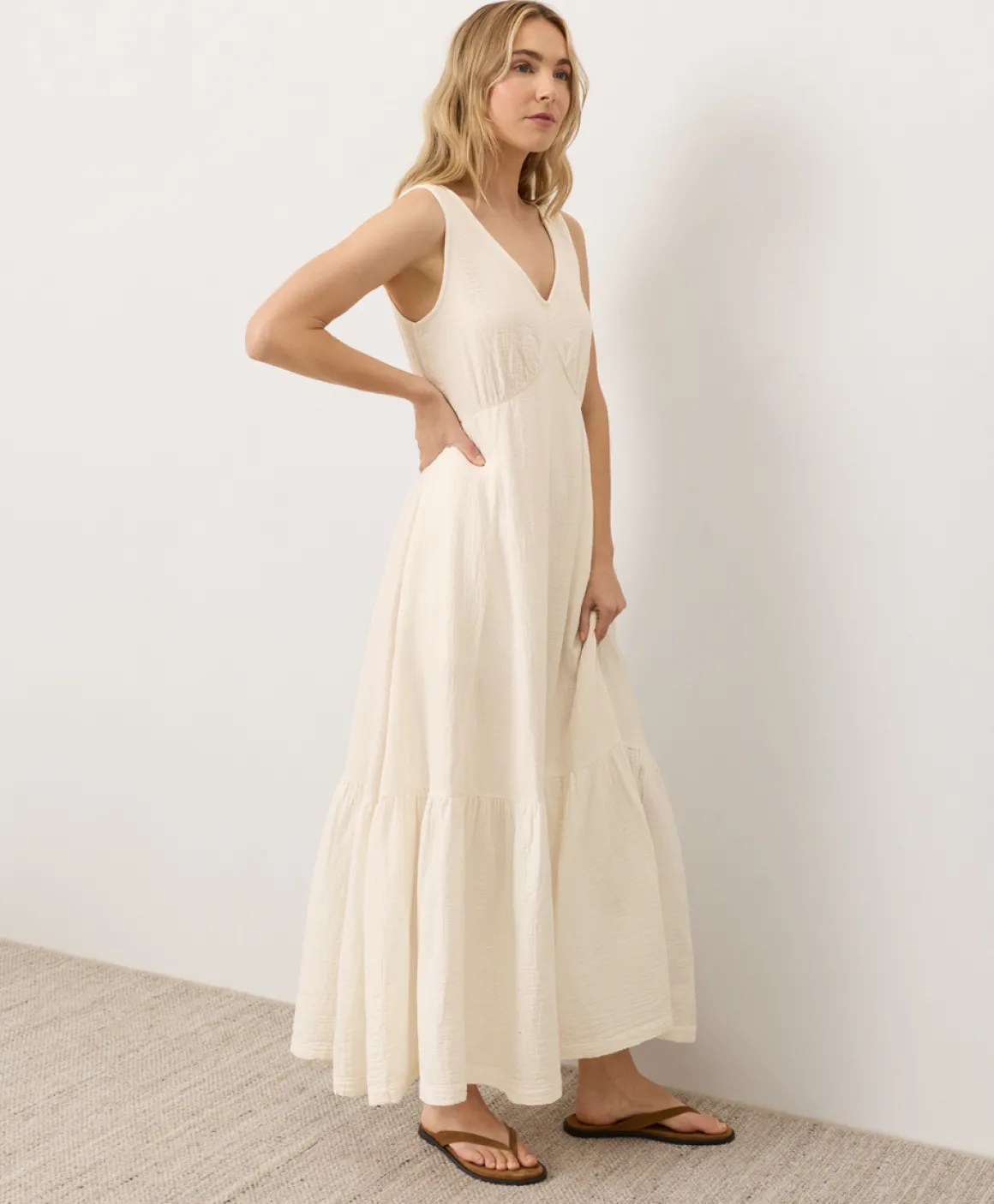 Organic Coastal Double Gauze Beach To Brunch Maxi Dress
