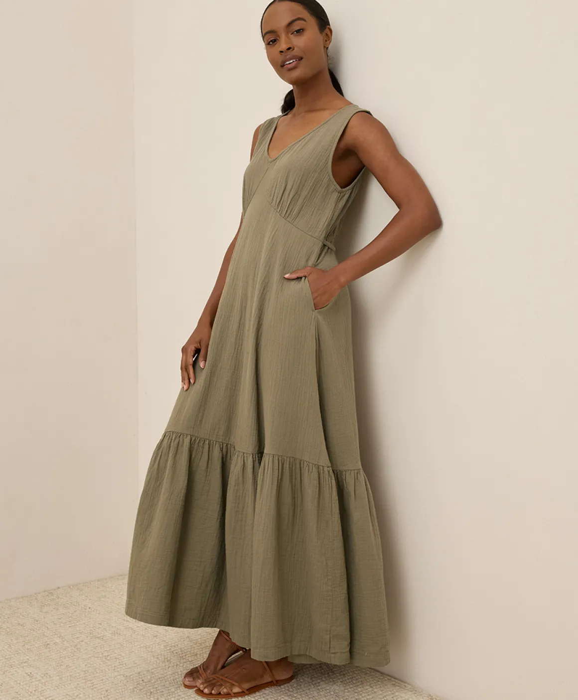 Organic Coastal Double Gauze Beach To Brunch Maxi Dress