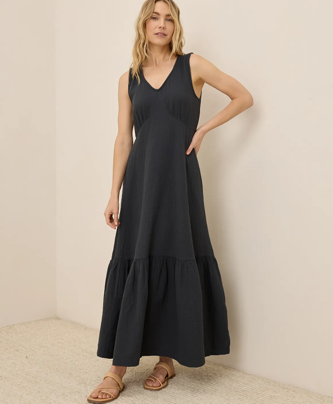 Organic Coastal Double Gauze Beach To Brunch Maxi Dress