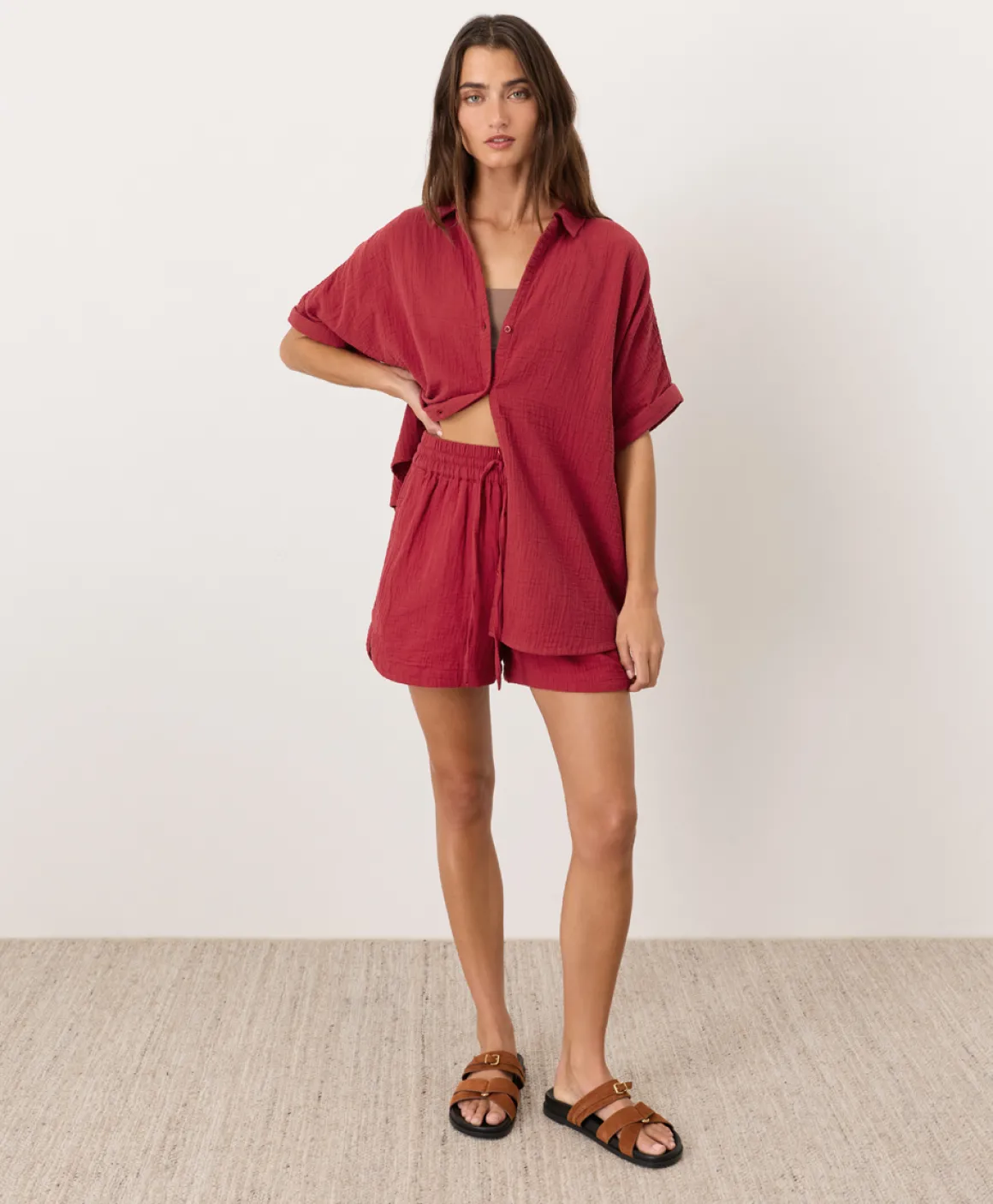 Organic Coastal Double Gauze Curved Hem Short