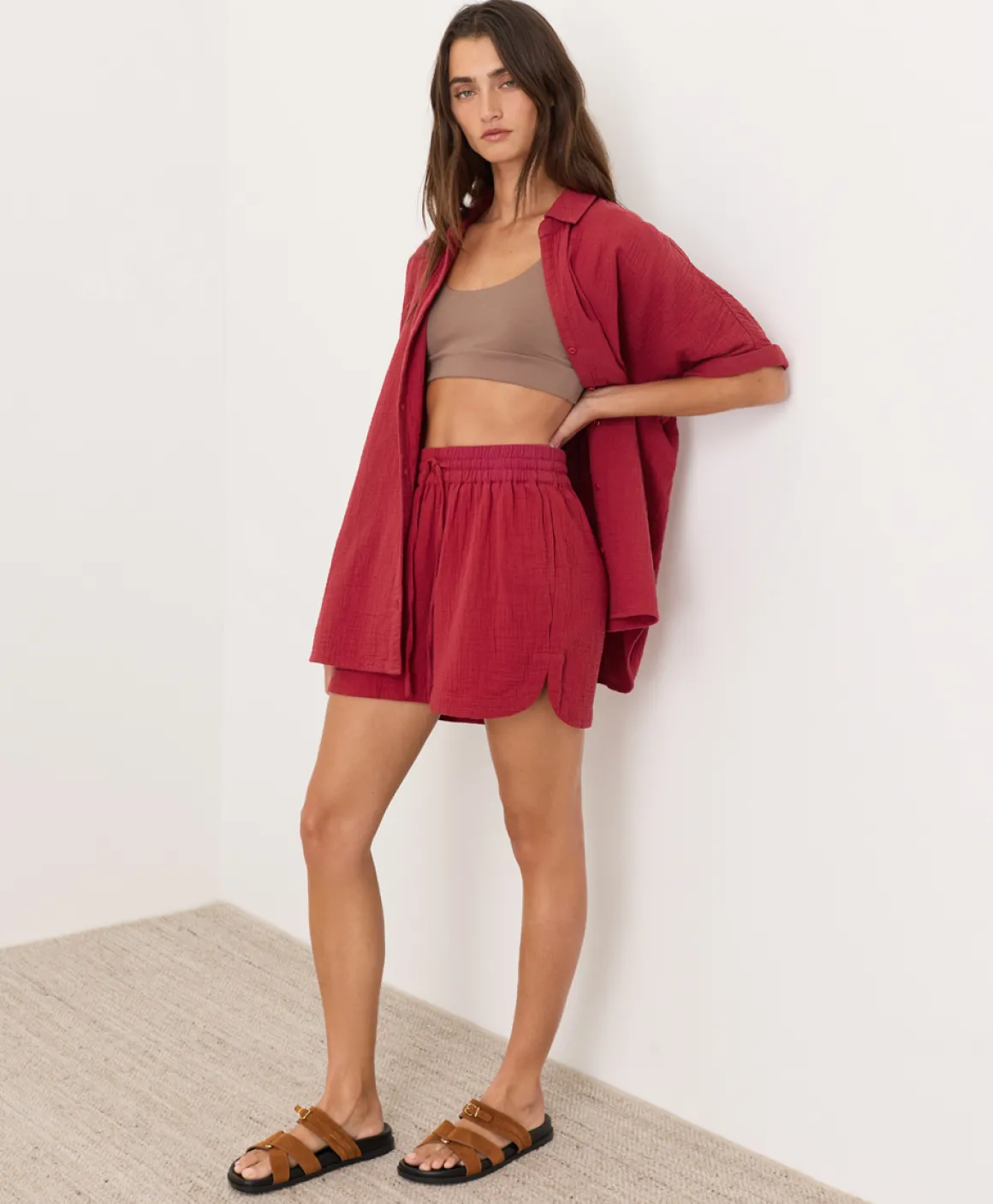 Organic Coastal Double Gauze Curved Hem Short