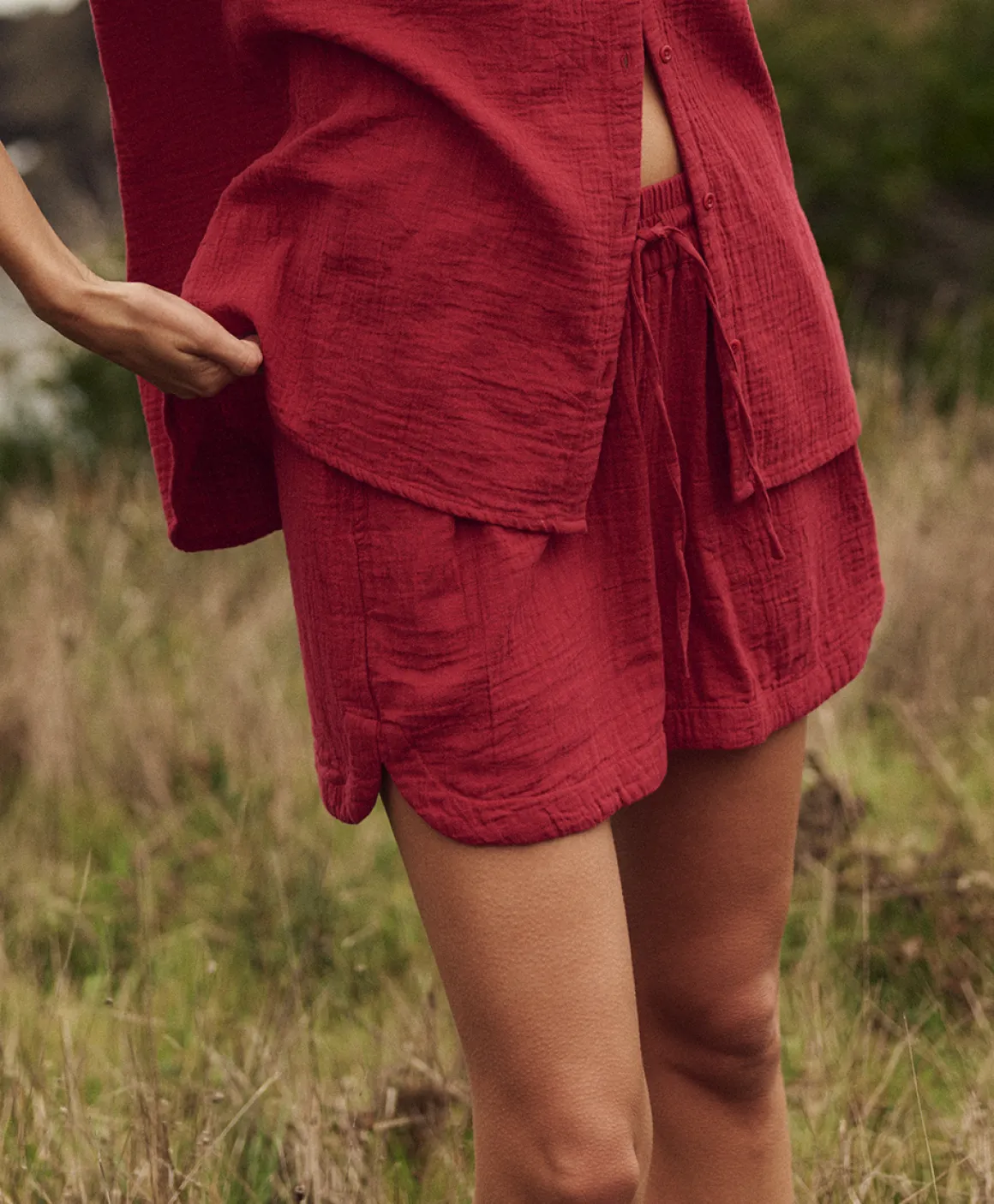 Organic Coastal Double Gauze Curved Hem Short