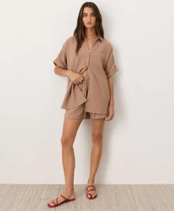 Organic Coastal Double Gauze Curved Hem Short