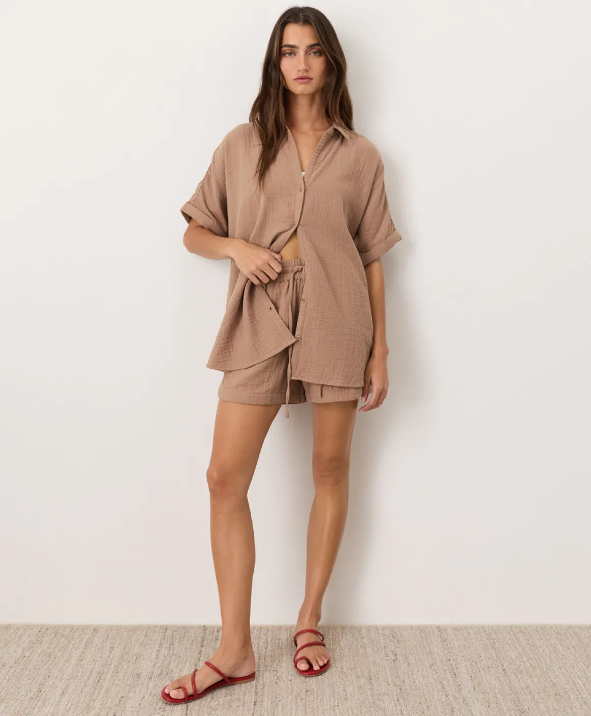Organic Coastal Double Gauze Curved Hem Short