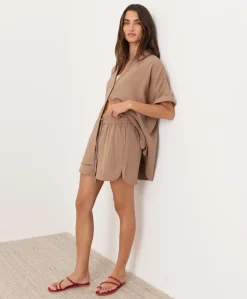 Organic Coastal Double Gauze Curved Hem Short