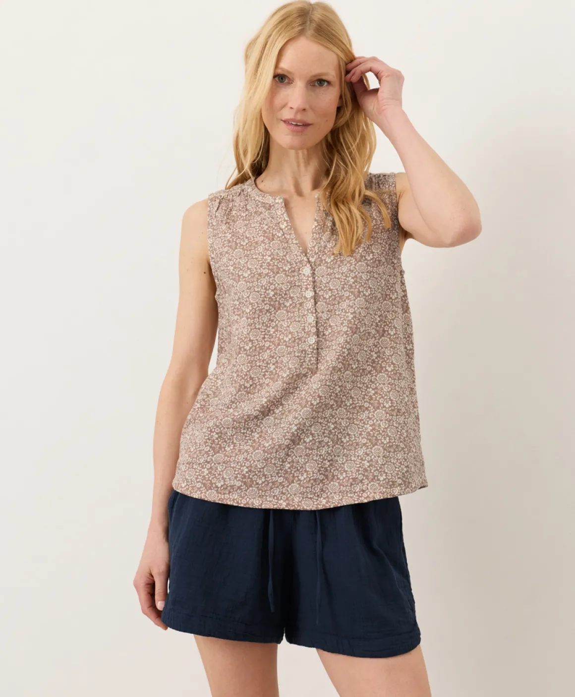 Organic Coastal Double Gauze Henley Tank