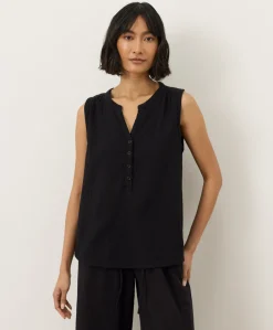 Organic Coastal Double Gauze Henley Tank
