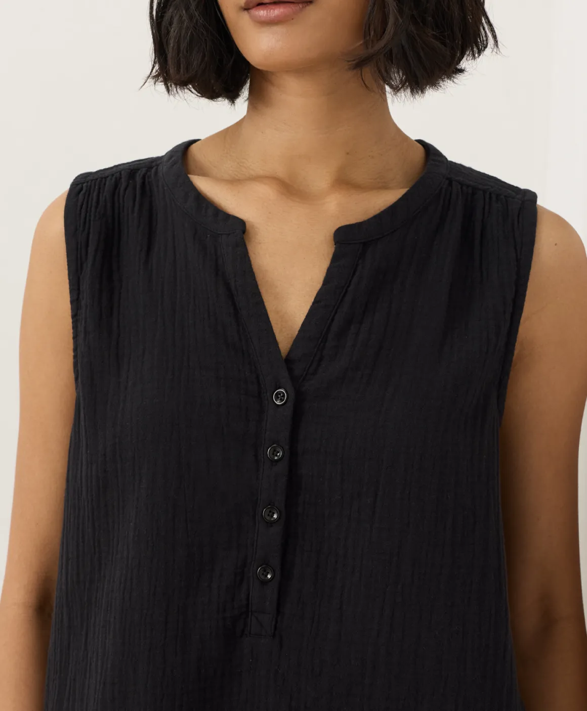 Organic Coastal Double Gauze Henley Tank