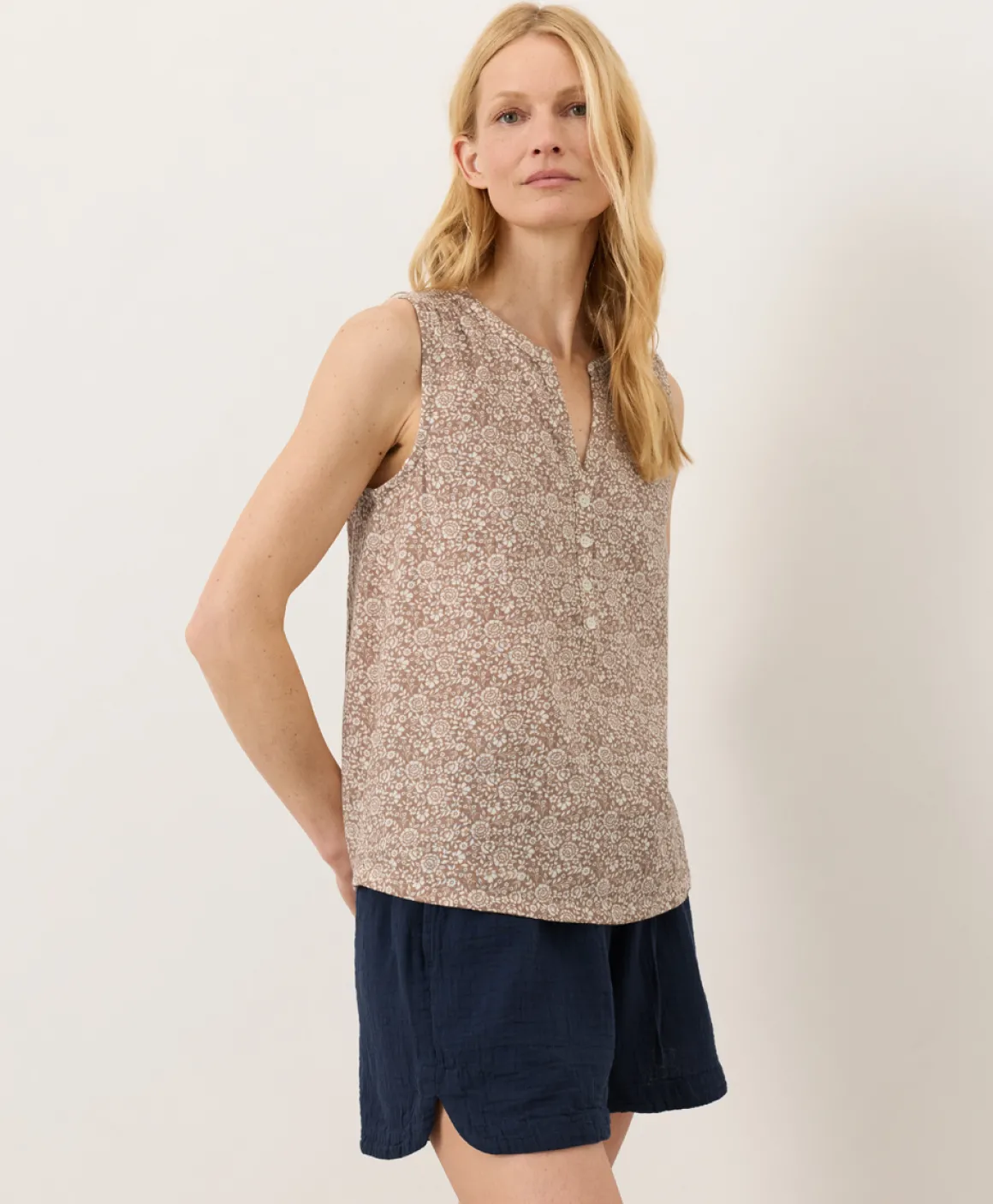 Organic Coastal Double Gauze Henley Tank