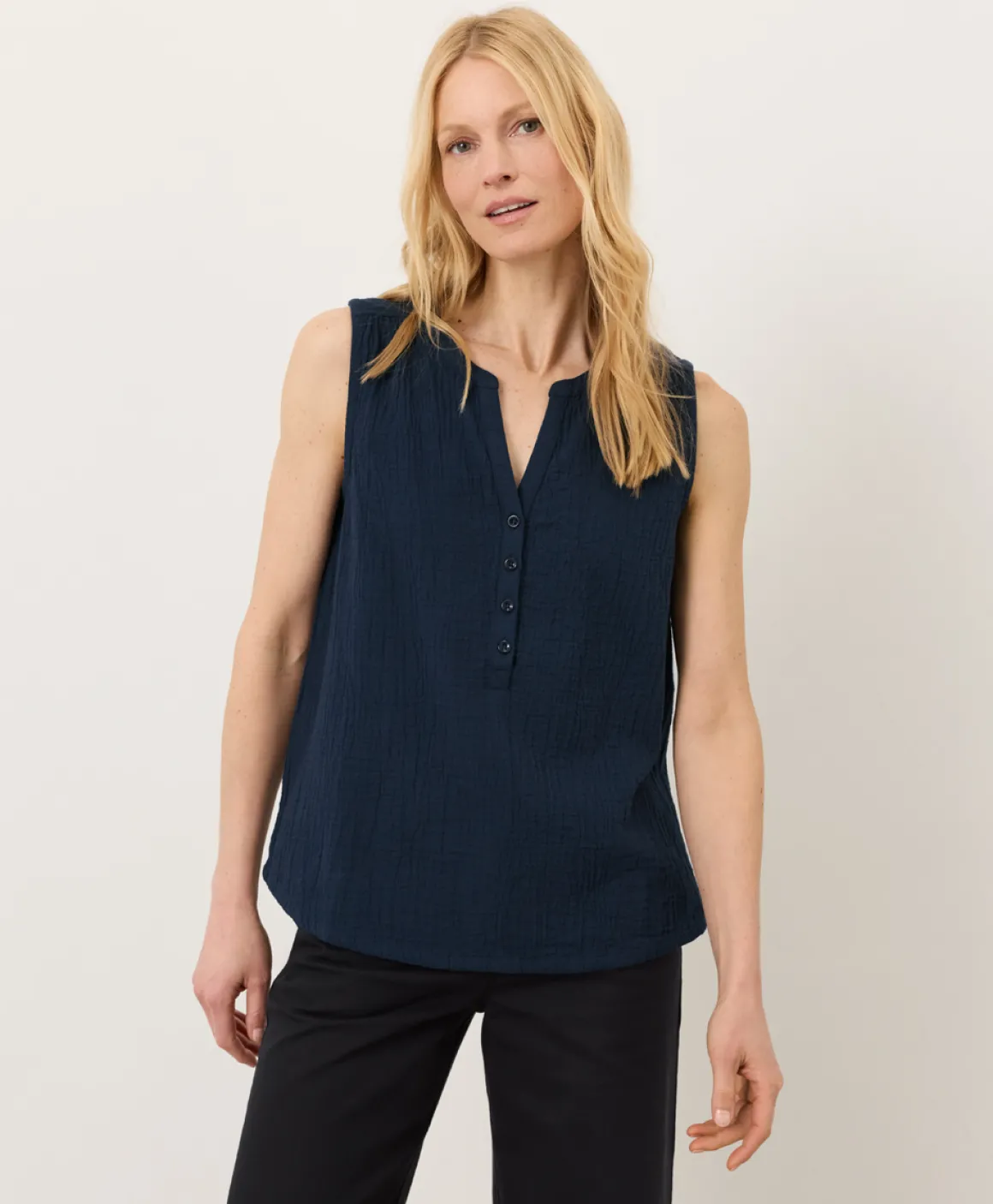 Organic Coastal Double Gauze Henley Tank