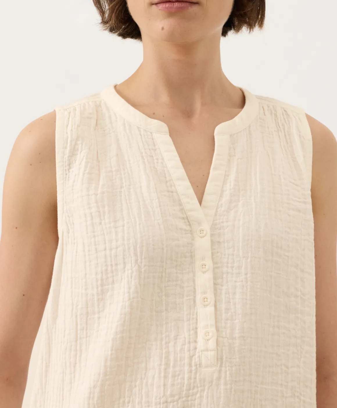 Organic Coastal Double Gauze Henley Tank