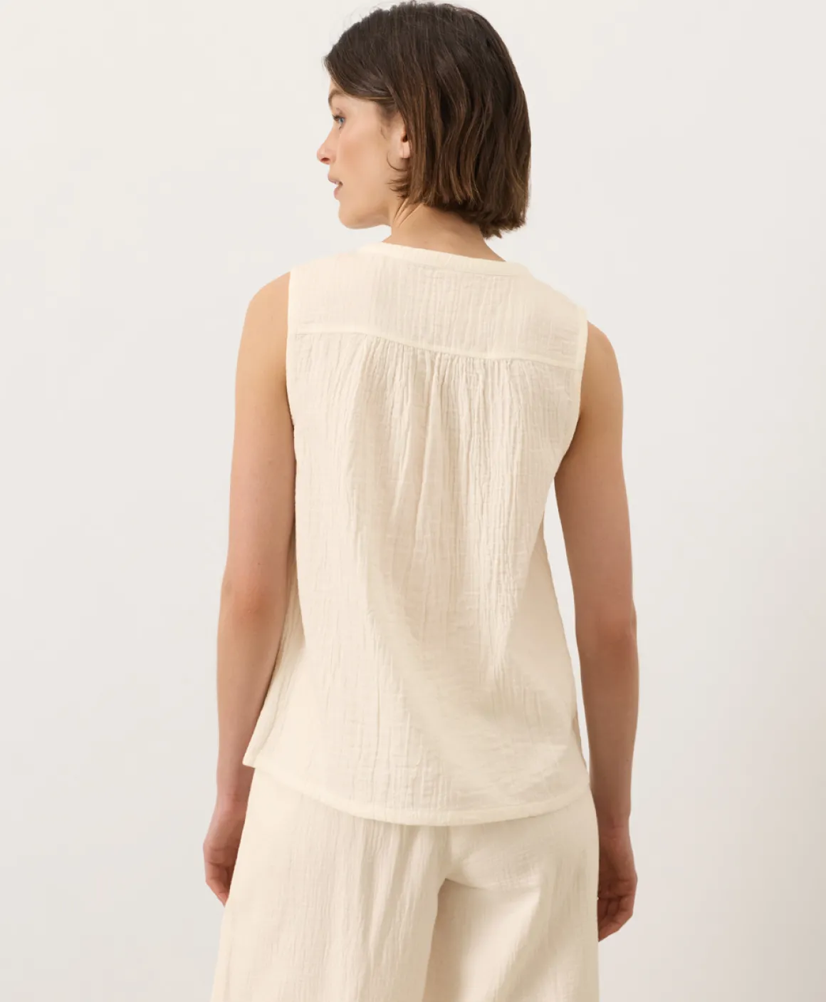 Organic Coastal Double Gauze Henley Tank