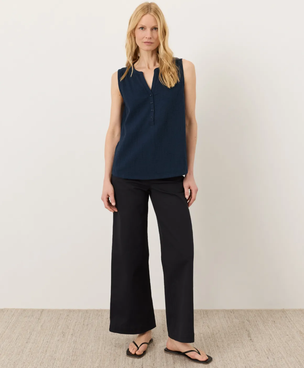 Organic Coastal Double Gauze Henley Tank