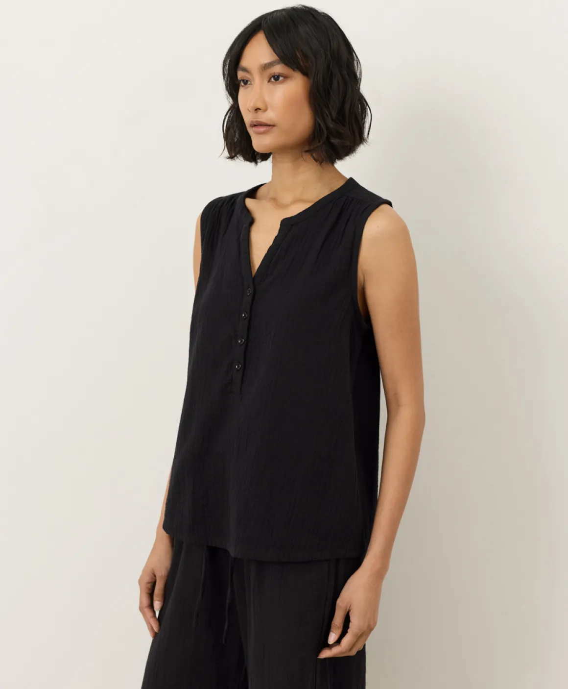 Organic Coastal Double Gauze Henley Tank
