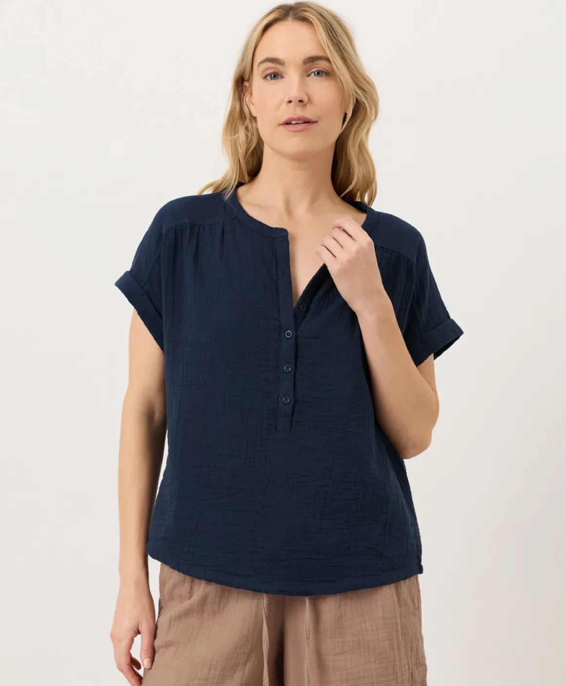 Organic Coastal Double Gauze Short Sleeve Popover