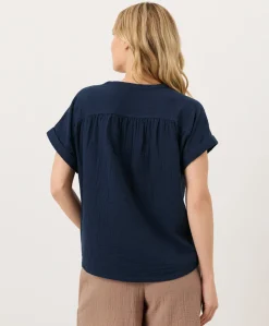 Organic Coastal Double Gauze Short Sleeve Popover