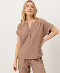 Organic Coastal Double Gauze Short Sleeve Popover