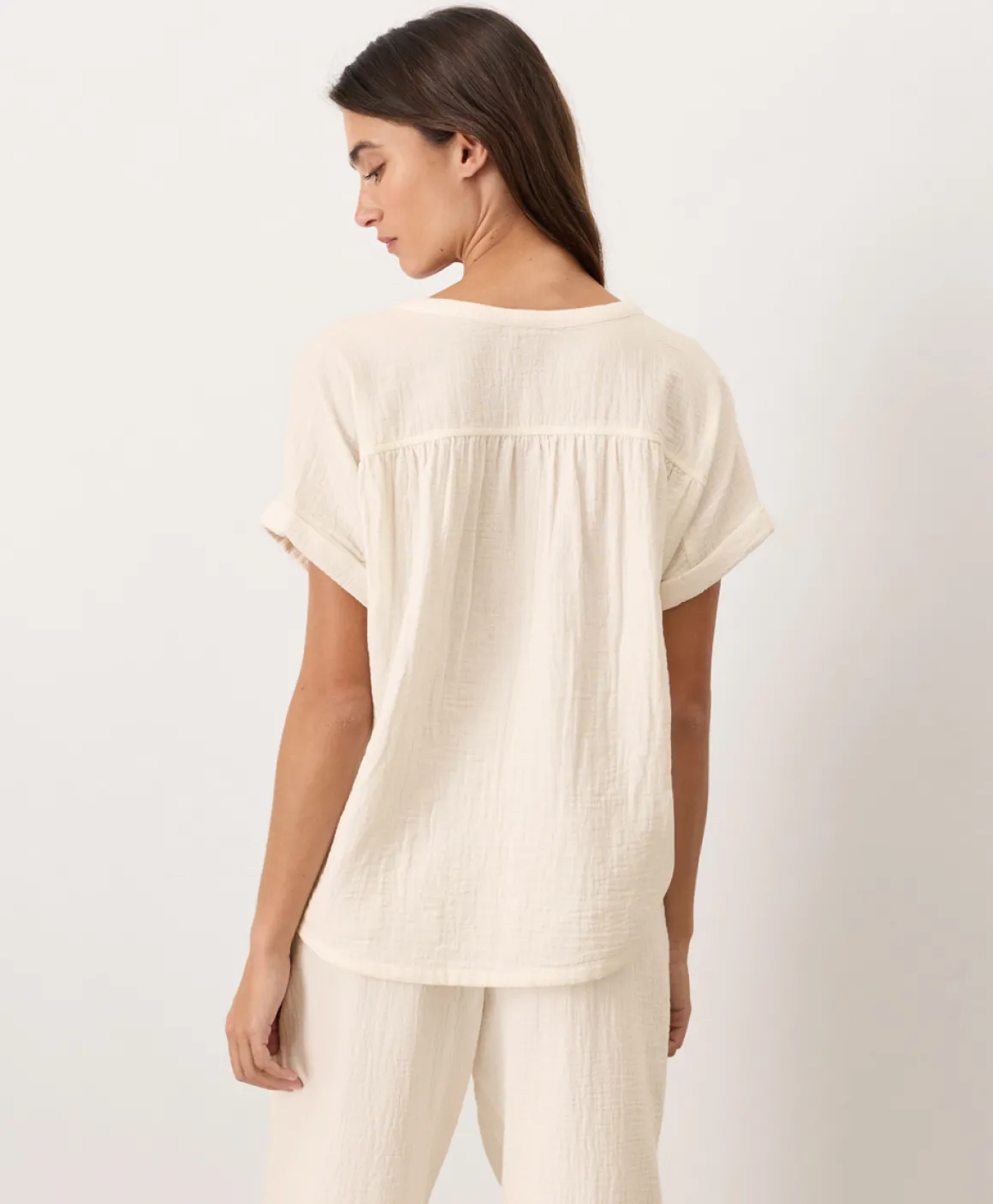 Organic Coastal Double Gauze Short Sleeve Popover