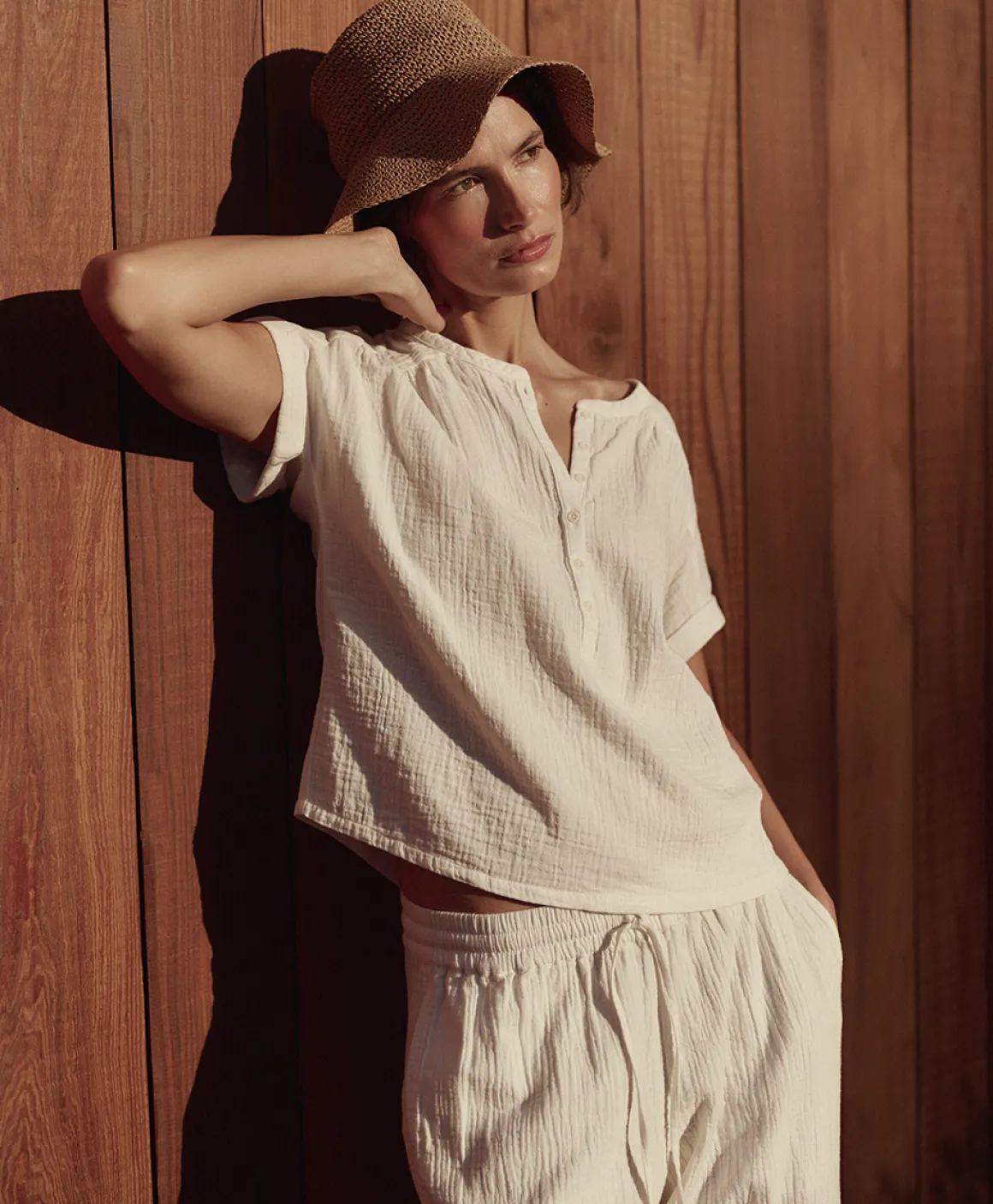 Organic Coastal Double Gauze Short Sleeve Popover
