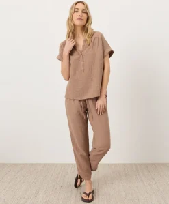 Organic Coastal Double Gauze Short Sleeve Popover