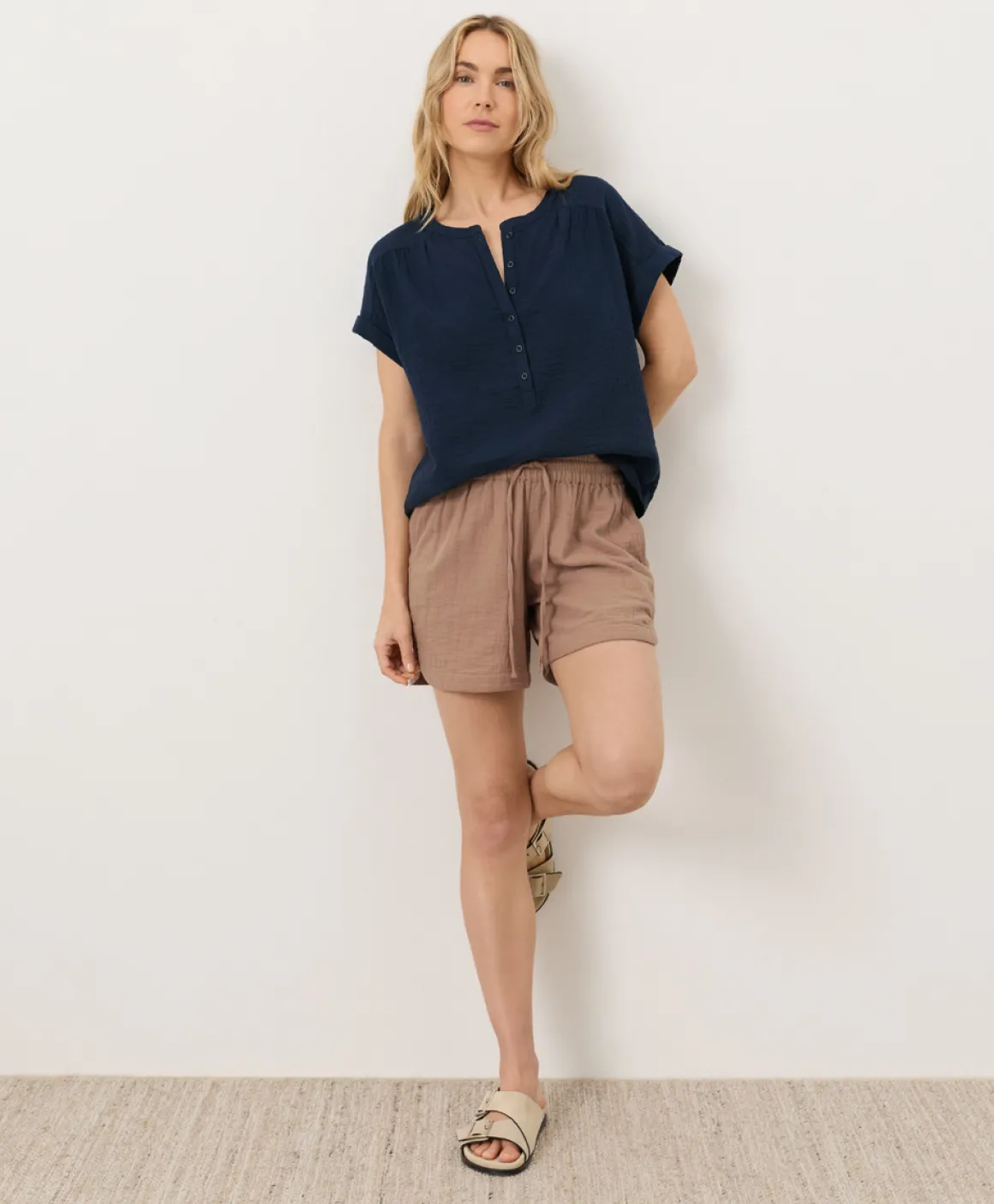 Organic Coastal Double Gauze Short Sleeve Popover