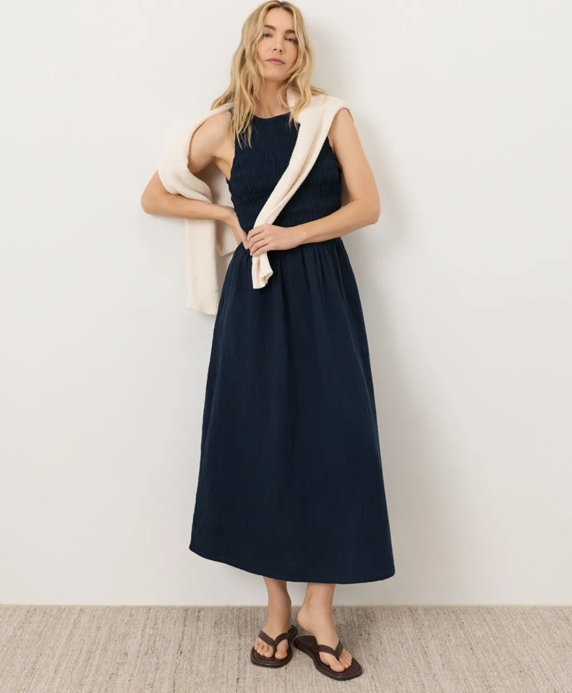 Organic Coastal Double Gauze Smocked Dress