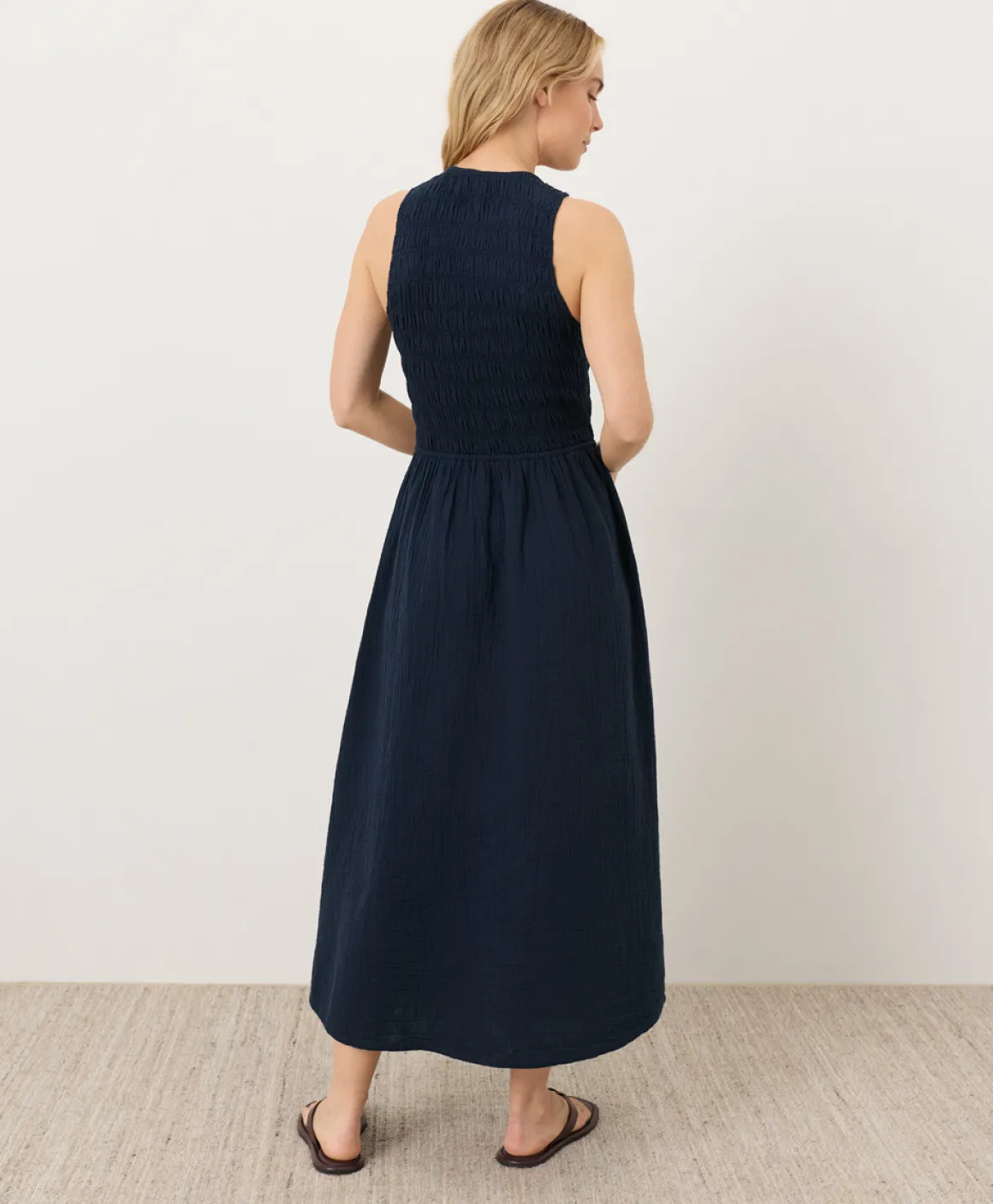 Organic Coastal Double Gauze Smocked Dress