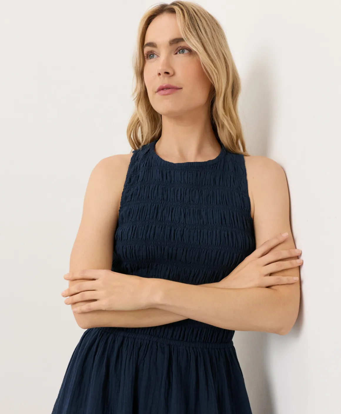 Organic Coastal Double Gauze Smocked Dress