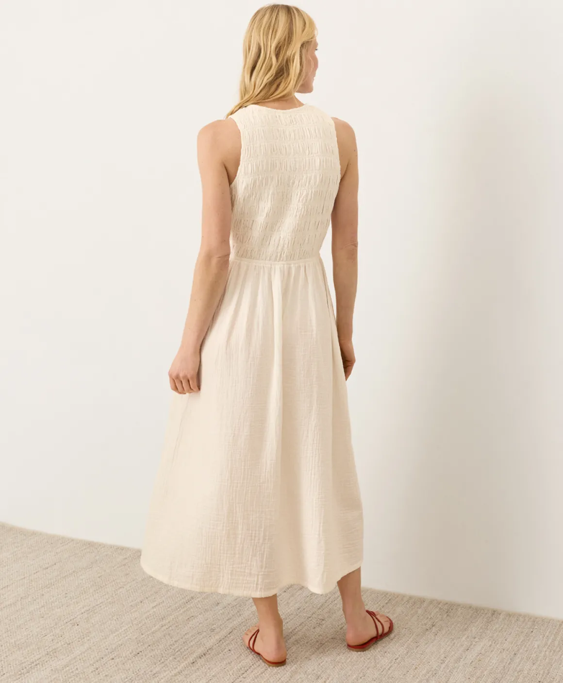 Organic Coastal Double Gauze Smocked Dress