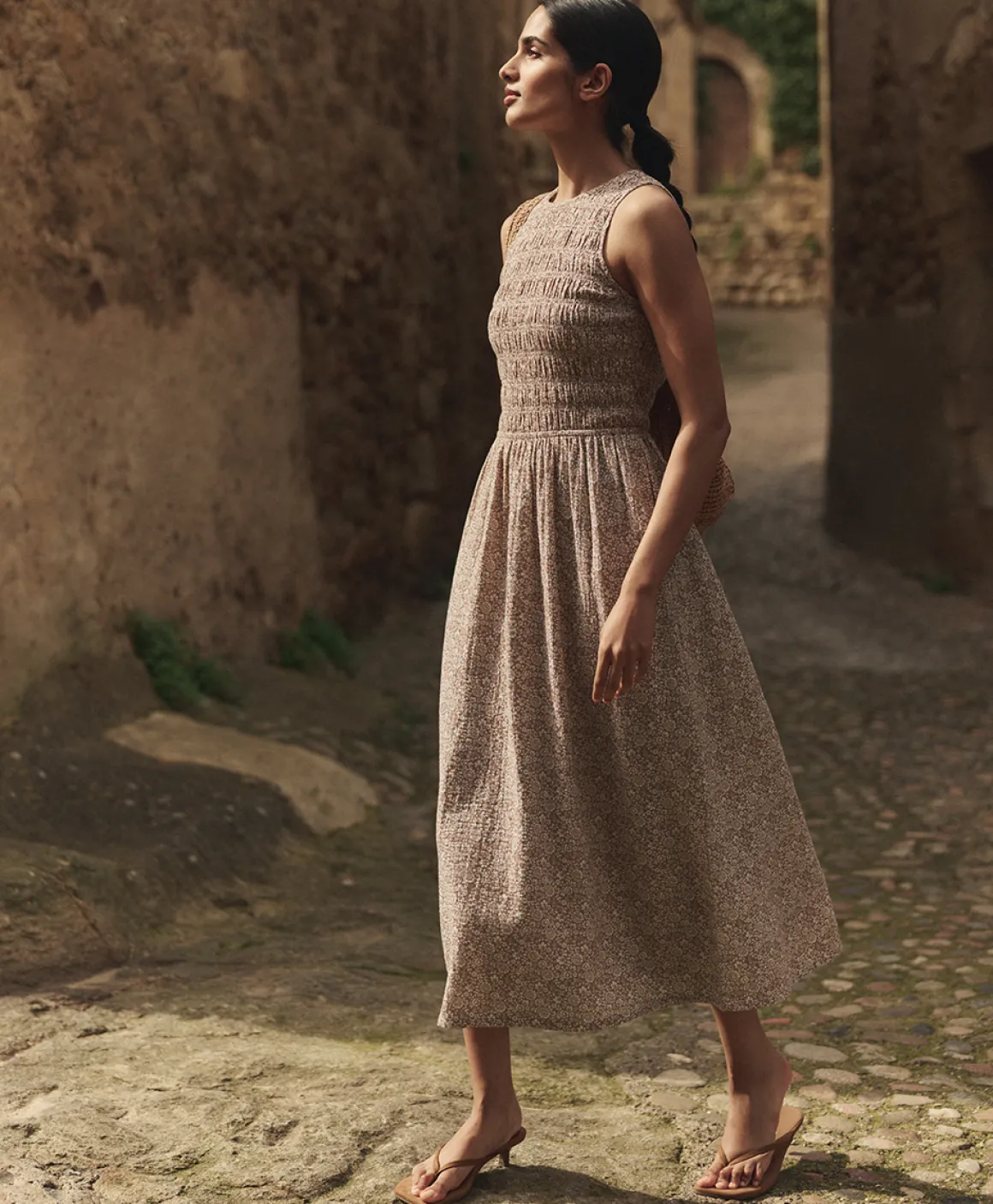 Organic Coastal Double Gauze Smocked Dress