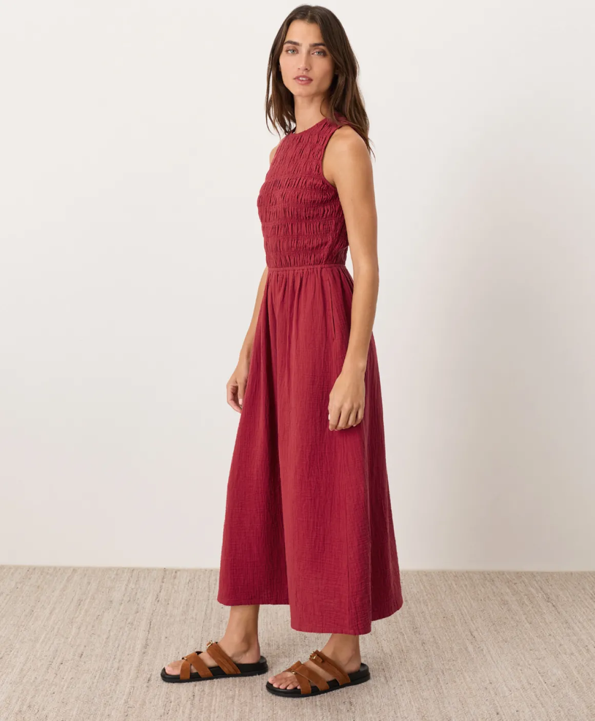 Organic Coastal Double Gauze Smocked Dress