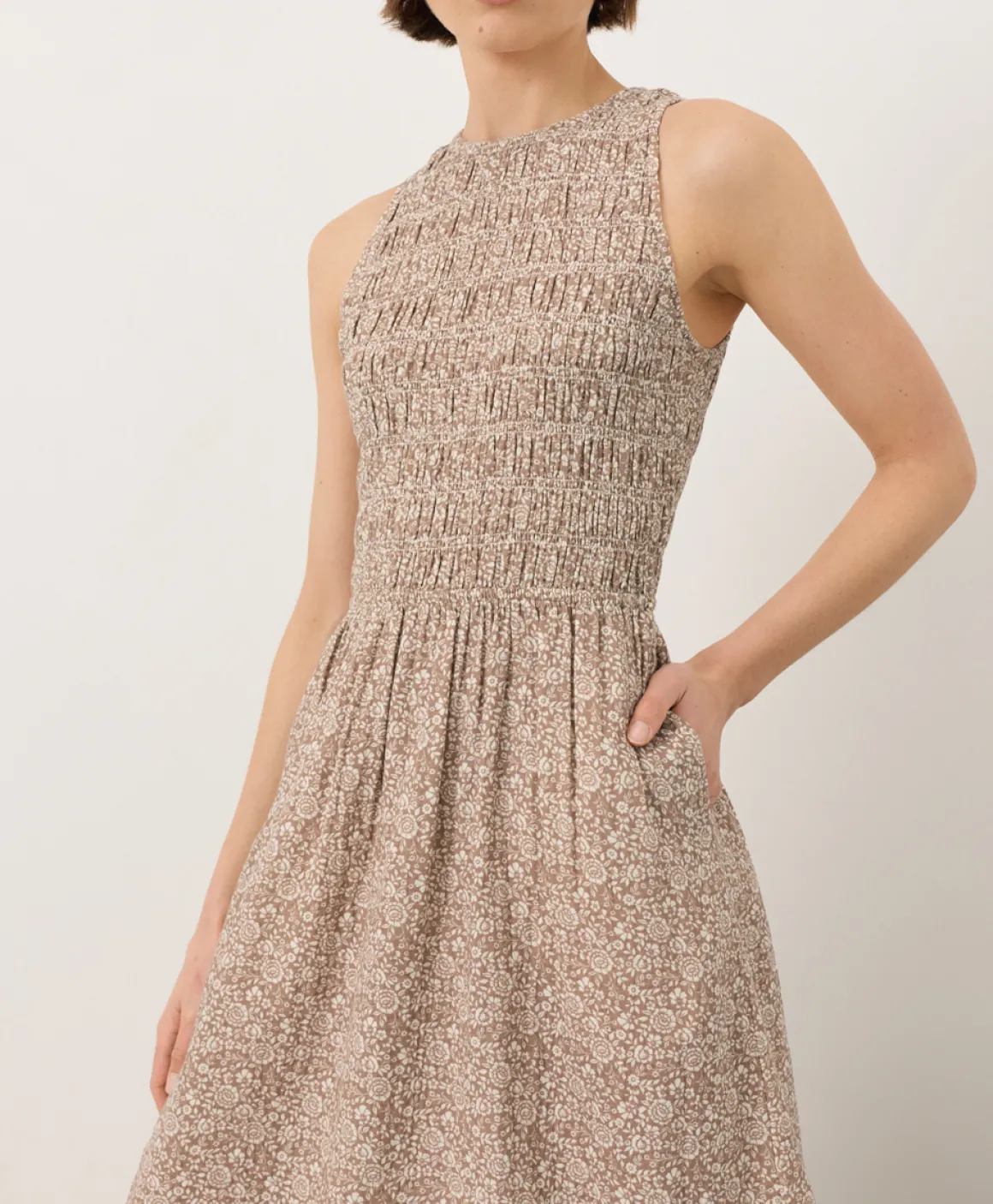 Organic Coastal Double Gauze Smocked Dress