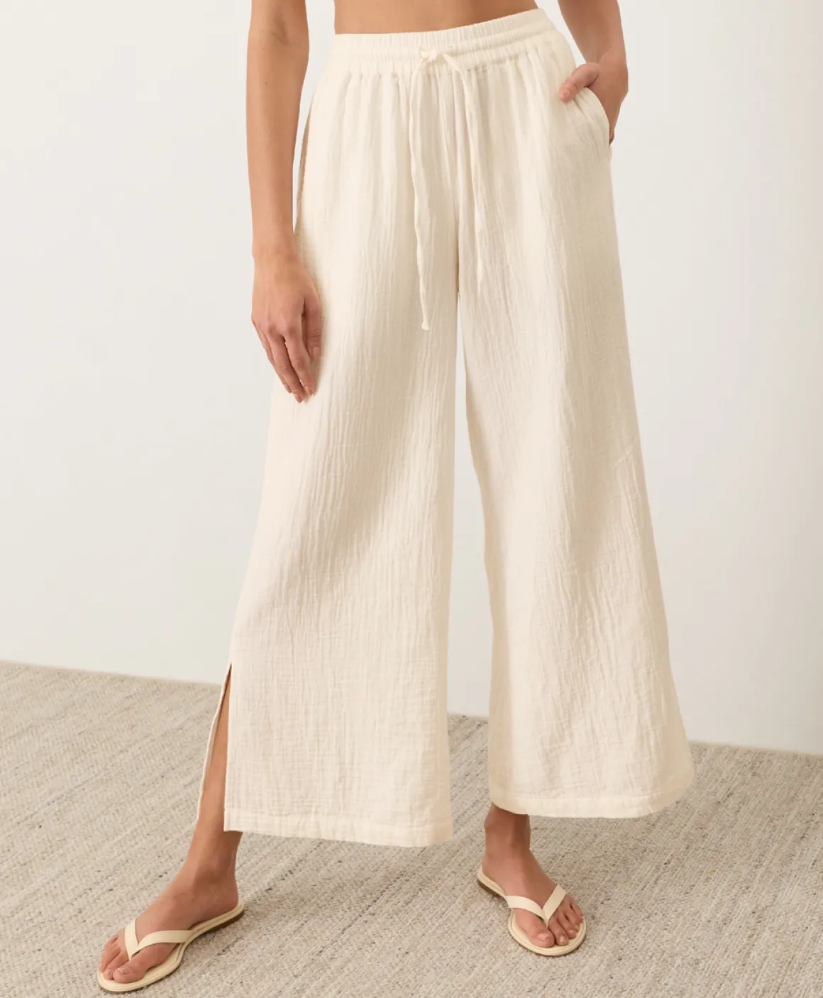 Organic Coastal Double Gauze Split Hem Pant