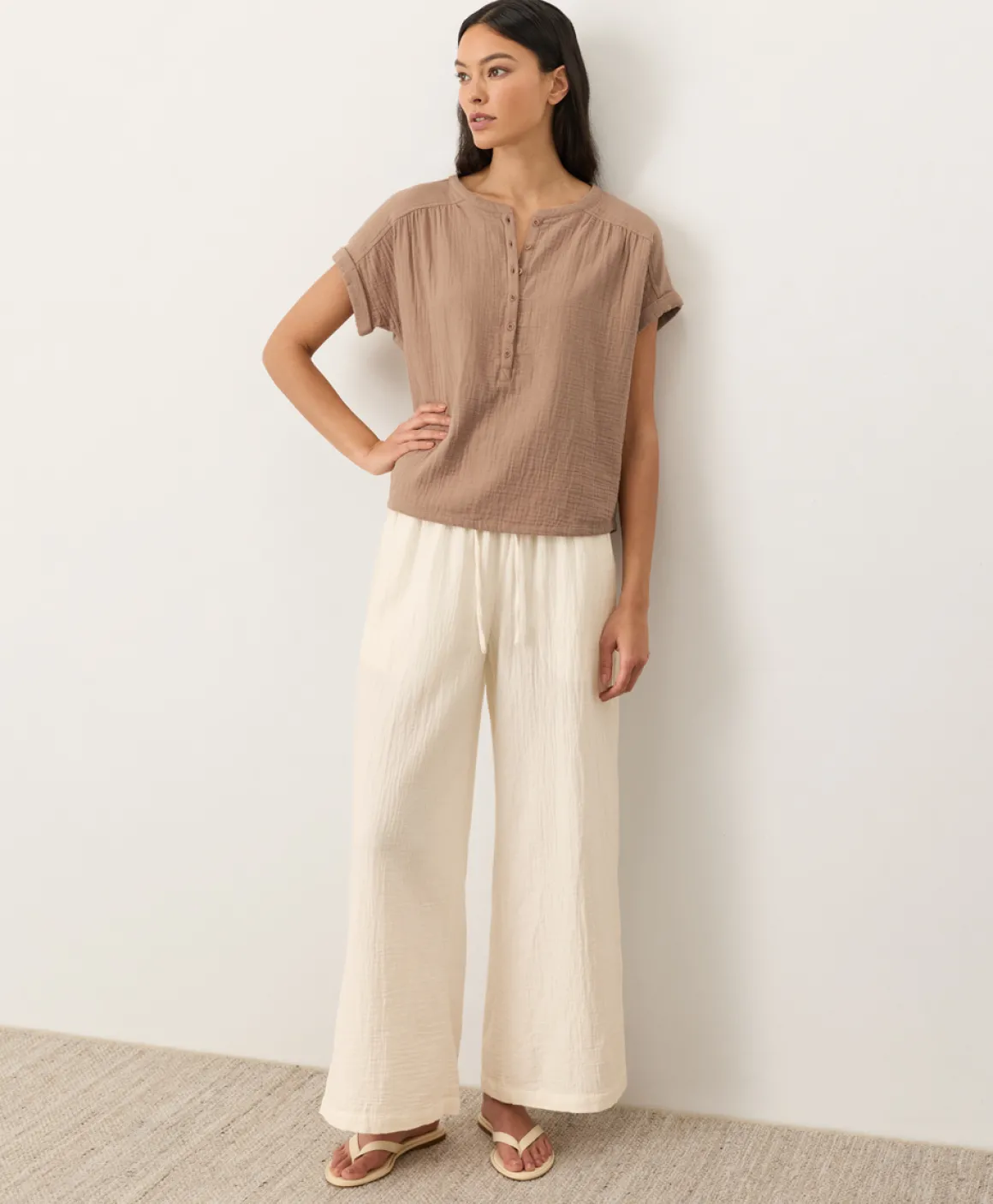 Organic Coastal Double Gauze Split Hem Pant