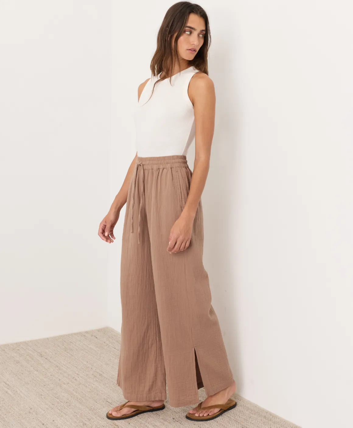 Organic Coastal Double Gauze Split Hem Pant