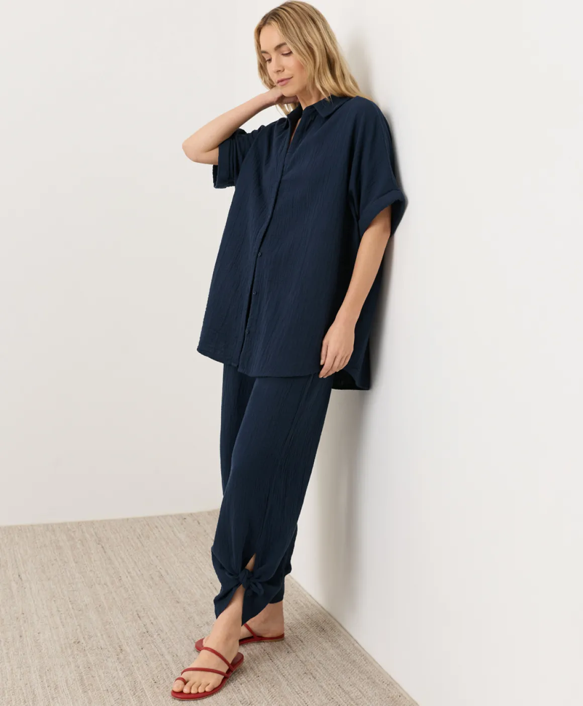 Organic Coastal Double Gauze Split Hem Pant