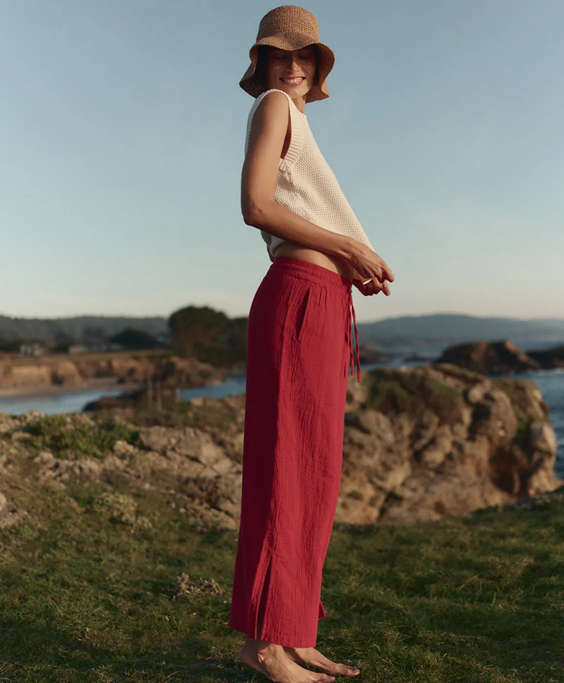 Organic Coastal Double Gauze Split Hem Pant