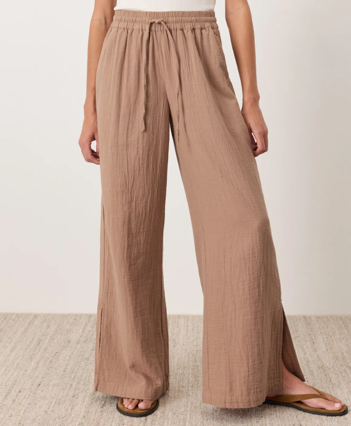Organic Coastal Double Gauze Split Hem Pant