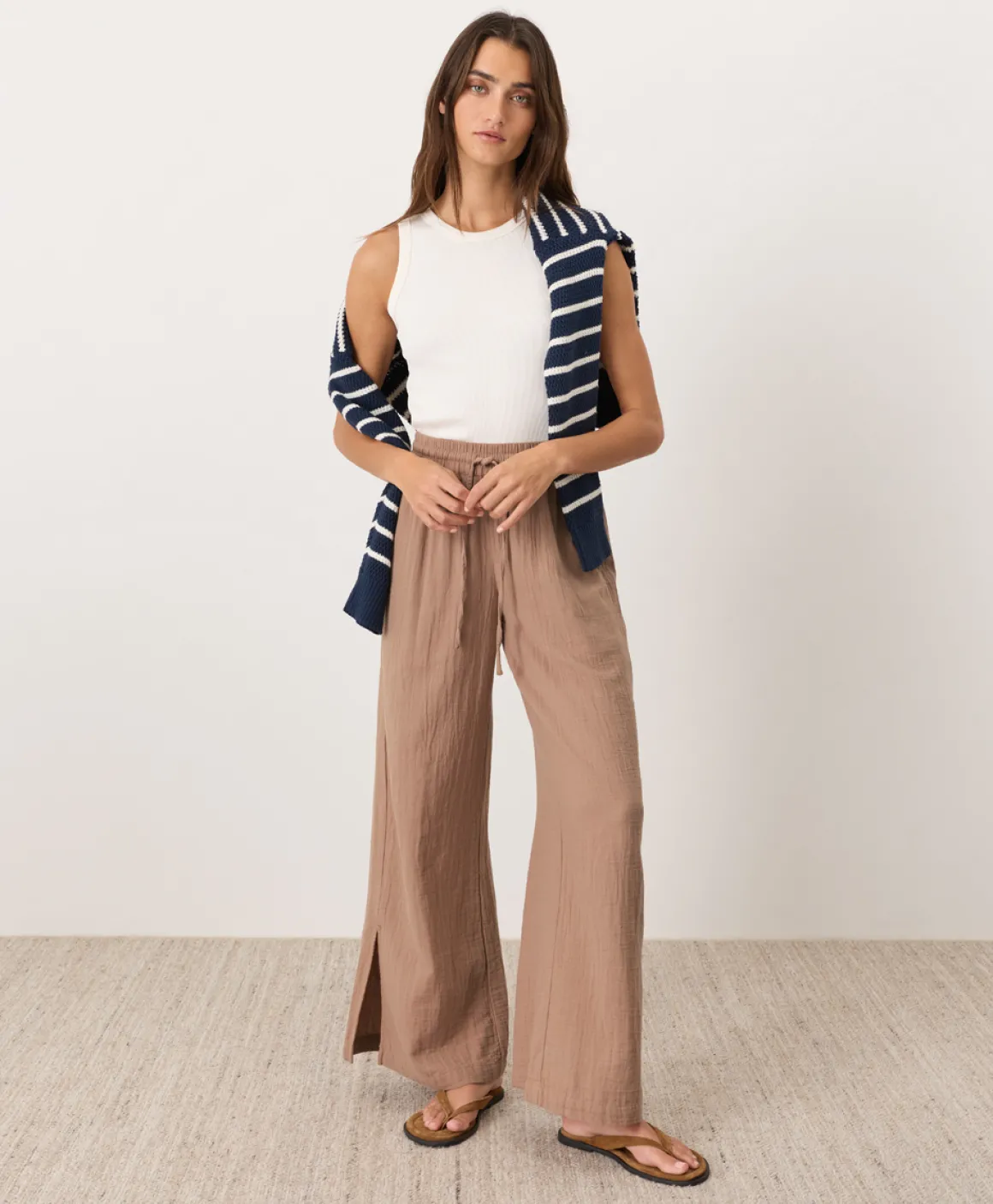 Organic Coastal Double Gauze Split Hem Pant