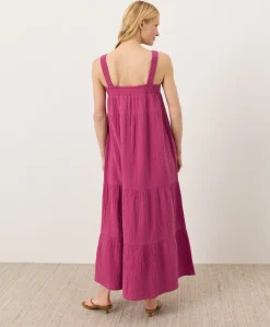 Organic Coastal Double Gauze Strappy Tiered Maxi Dress