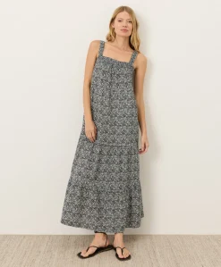 Organic Coastal Double Gauze Strappy Tiered Maxi Dress