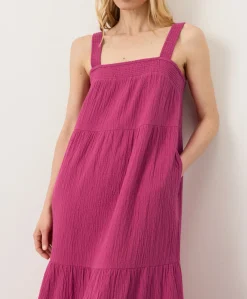 Organic Coastal Double Gauze Strappy Tiered Maxi Dress