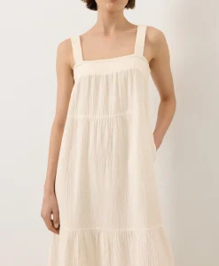 Organic Coastal Double Gauze Strappy Tiered Maxi Dress