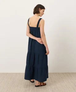 Organic Coastal Double Gauze Strappy Tiered Maxi Dress