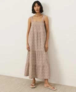 Organic Coastal Double Gauze Strappy Tiered Maxi Dress
