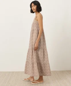 Organic Coastal Double Gauze Strappy Tiered Maxi Dress